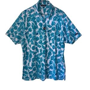 Bad Birdie Teal & White Patterned Men's Shirt 2XL